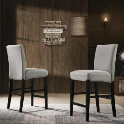 New Pacific Direct Levi 24.5'' Fabric Counter Stool in Gray/Black (Set of 2)