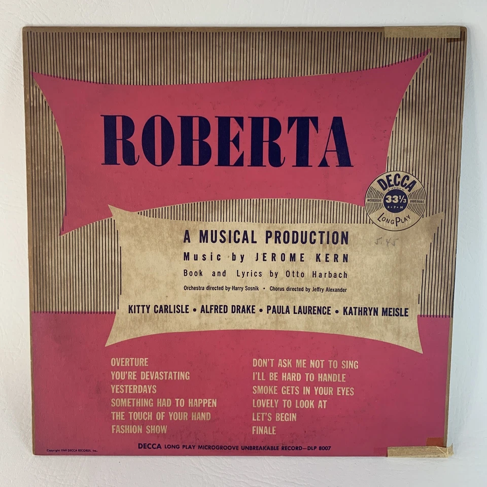 ROBERTA by JEROME KERN Vinyl LP DL 8007 Mono Decca 1949 Record - Imagem 2 de 4
