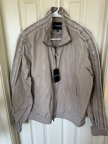 NWT Emporio Armani Beige Jacket with Logo Accents Size 48 - product listing photo