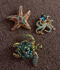 Gorgeous Rhinestones Seaturtle Octopus Ocean ...