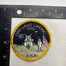 Vintage Moon Lunar Mission FIRST LUNAR LANDING 1969 USA NASA Patch 64ay