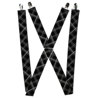 Buckle-Down Suspenders, Plaid X Black Gray 1.5-Inch Wide Regular (Us Import)