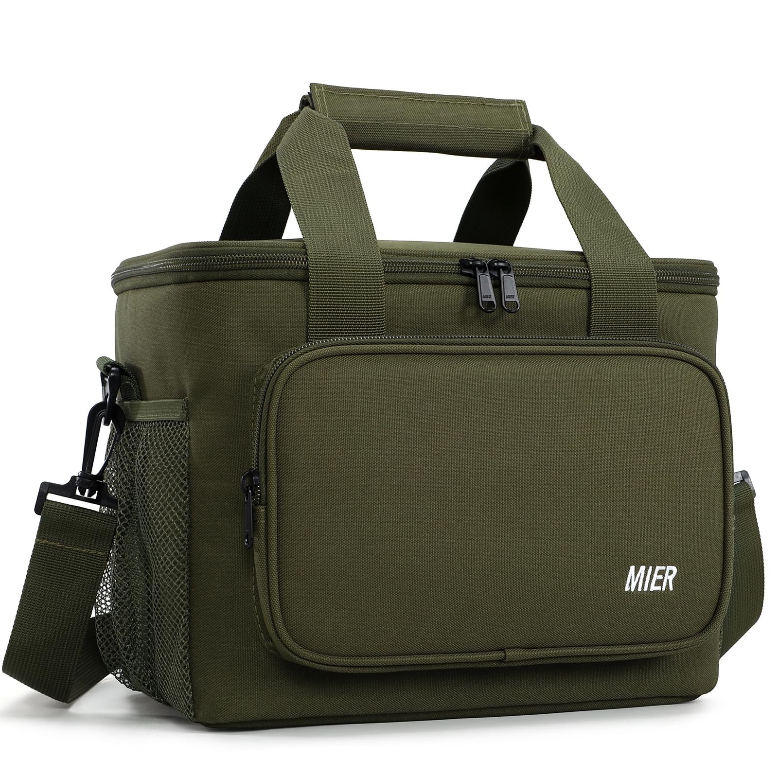 16-Can Dark Green Insulated Leakproof Lunch Bag for Men Heavy Duty Cooler