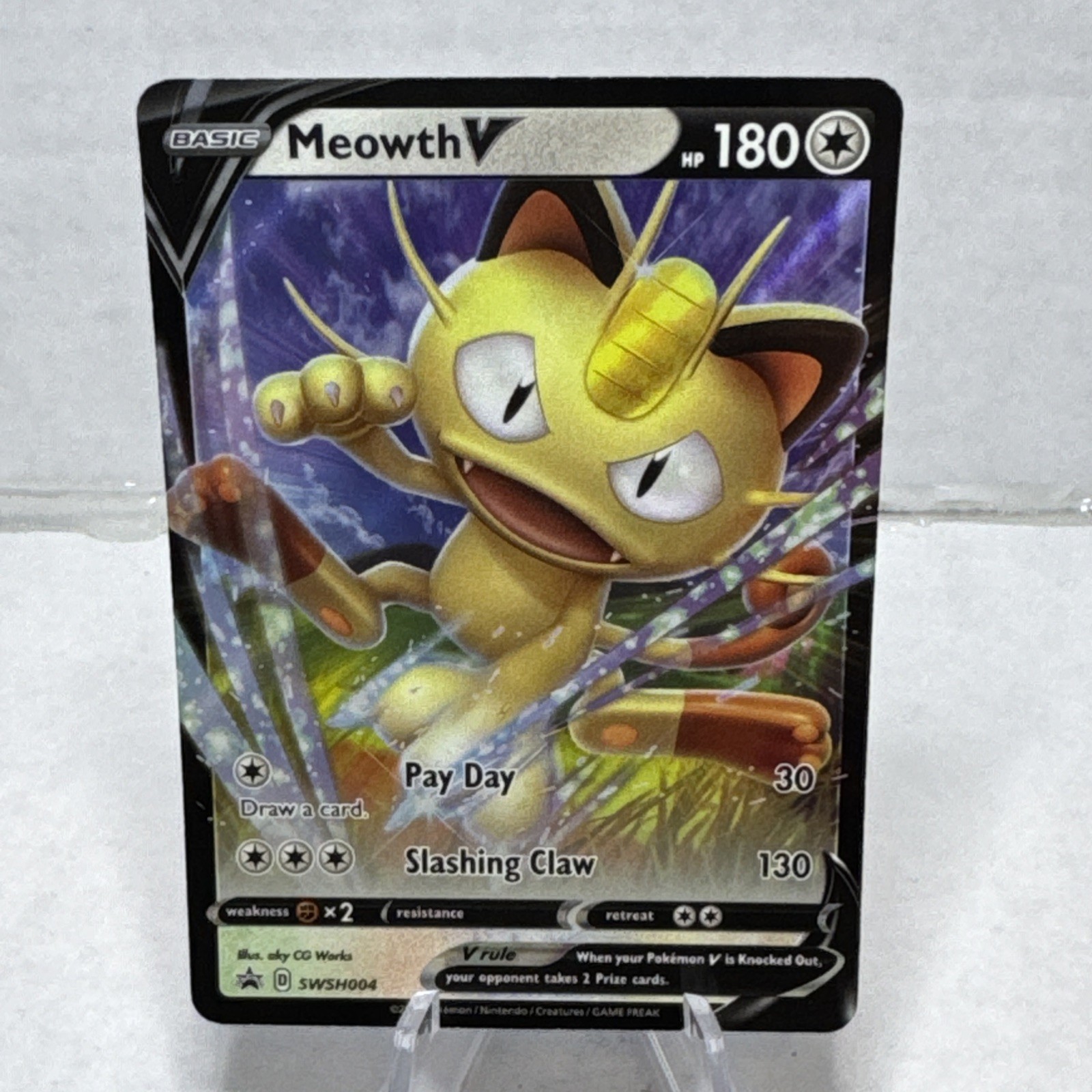 Meowth VMAX (SWSH005) Sword & Shield Promos Holo Black Star Promo NM Pokémon TCG Meowth VMAX (SWSH005) Sword & Shield Promos Holo Black Star Promo NM Pokémon TCG