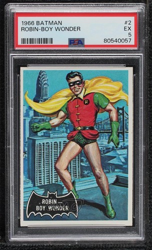 1966 Topps Batman Black Bat #2 Robin - Boy Wonder — PSA 5