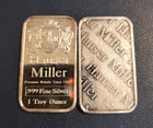 (2) VINTAGE HAUSER MILLER 1 TROY OUNCE .999 FINE SILVER BAR