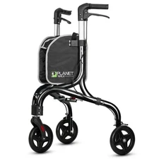 PLANETWALK Premium 3 Wheel Rollator Walker for Seniors-Ultra Lightweight-Black