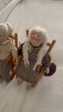 Vintage Knightsbridge Collection Grandma Porcelain Doll On A Rocking Chair