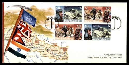 Mayfairstamps New Zealand FDC 2003 Mt Everest and Climbers Map Flags First Day C