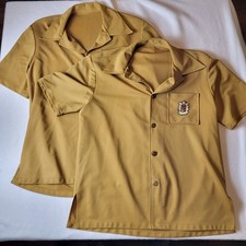 Two Vintage Handmade Bowling Shirts L/XL -See Measures- Yellow Buttoned His/Hers