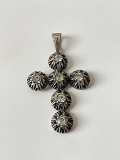 Croix XIX En Argent Pierre Du Rhin