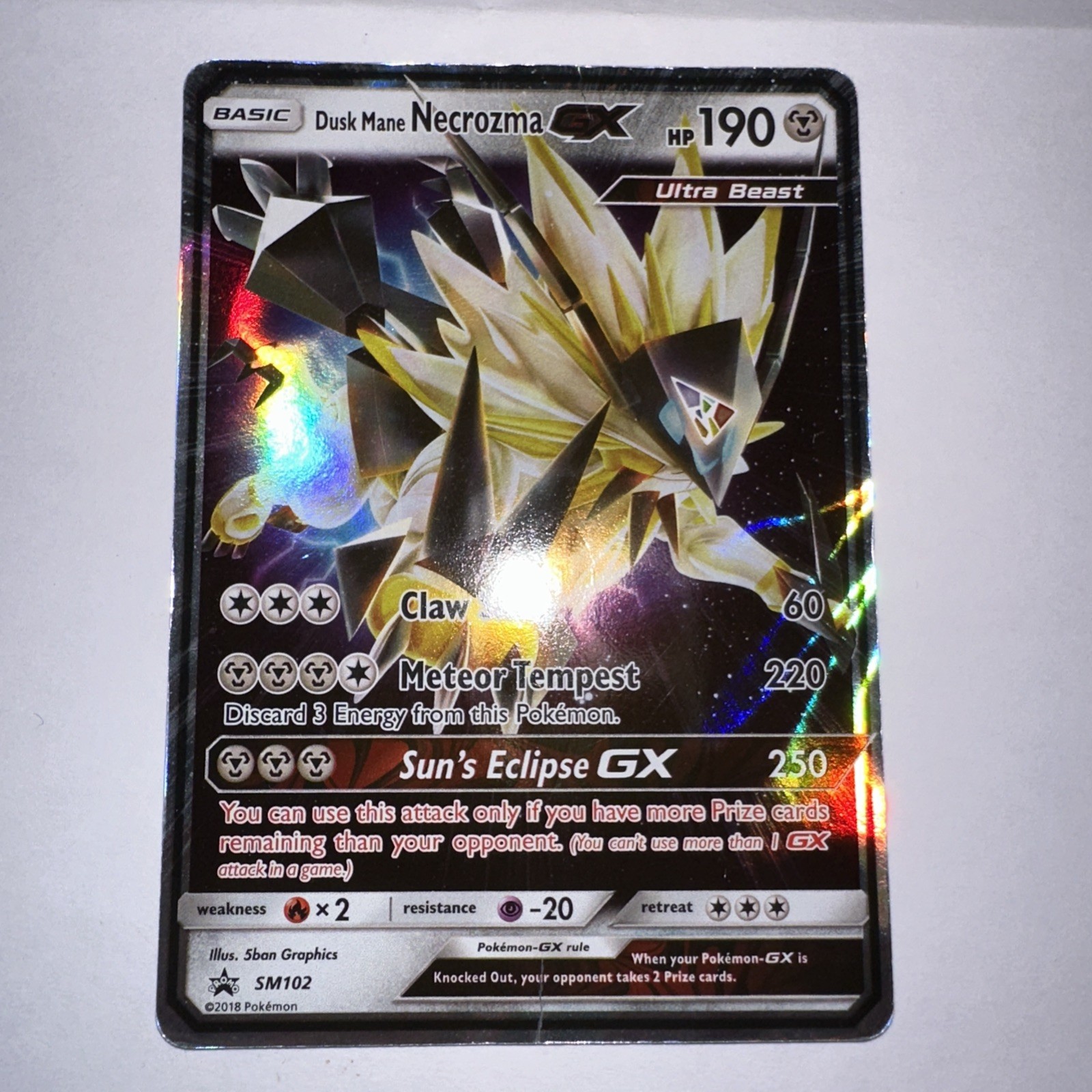 2018 Pokemon Dusk Mane Necrozma GX 90/156 RARE Holo Card - Ultra Prism Set