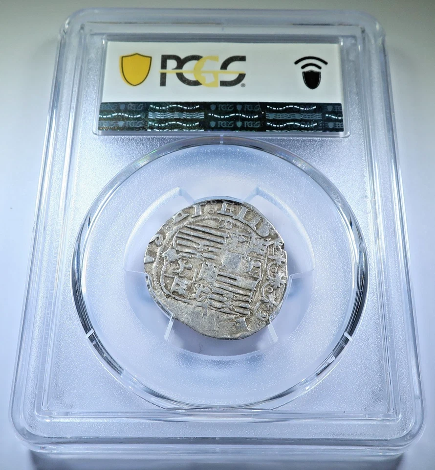 Moneda Antigua Colón Fernando Isabel Española 1 Reales Años 1400-1500 PCGS en estado bastante bueno Foto 2 de 2