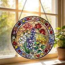 Personalized Birth Month Flower Suncatcher: Mom's Garden Decor