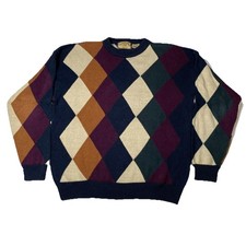 Vintage 1990s Argyle Grandpa Knitted Sweater Size XLarge