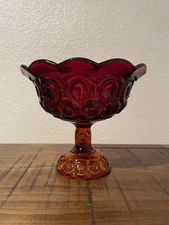 Vintage L.E. Smith Amberina Moon & Stars Compote 1960’s *Glows*