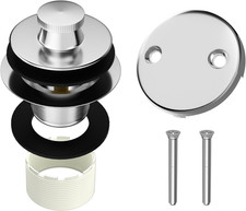 Tub Drain Lift and Turn Trim Set with 2-Hole Overflow Cover, Bath Tub Drain Kit