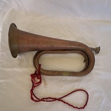 Vintage Brass Bugle with Red Cord Brass Finish