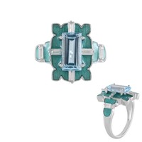 Cavill Ring Damen 3,6Ct Himmelblauer Topas Zirkon 925 Silber Plattiert