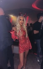 Stunning Red Embellished Mini Dress – Size S