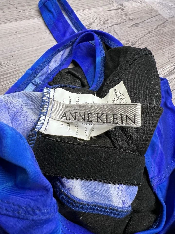 Traje de baño vintage de una pieza para mujer Anne Klein azul a rayas talla 10 Foto 4 de 4