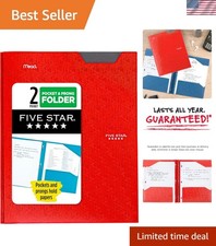 Water-Resistant 2-Pocket Folder with Stay-Put Tabs for 8-1/2" x 11" Paper - Red