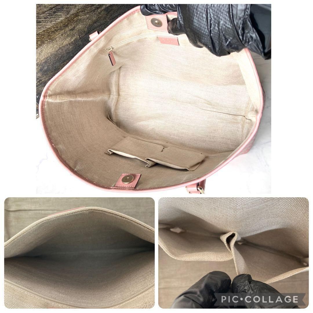 GUCCI Pink Leather Tote Bag with Logo Embossed, A4 Size, Authentic, Excellent thumbnail 10