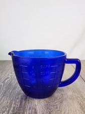 Cobalt Blue Embossed Glass 2 Cup Measuring Cup - Retro Kitchenware
