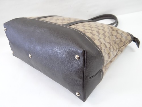 GUCCI Tote Hand Bag 327793 GG Coated Canvas Beige Brown Italy 69220124100 2 - Picture 2 of 19