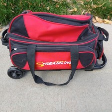 Streamline By Storm 2 Ball Bowling Bag Red Black Rolling Roller
