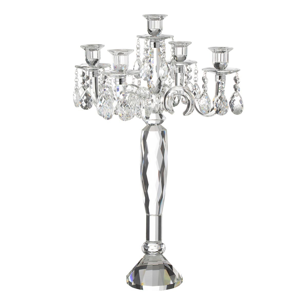 Chandelier 5 branches Crystal 65cm en verre transparent chic pour mariage