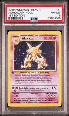 PSA 8 Alakazam Holo 1/102 Édition 1 Pokémon Set de Base - Français - Photo 1/2