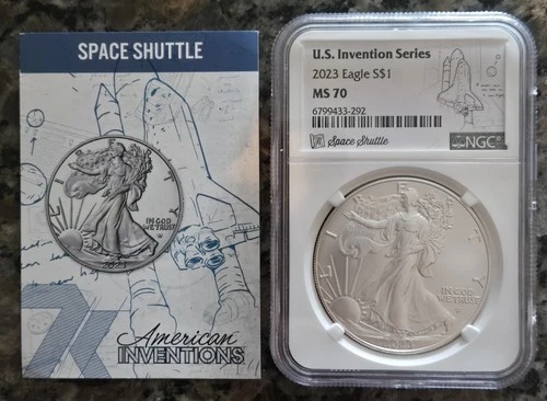 2023 American Silver Eagle US Invention Series Peace Shuttle MS70 NGC