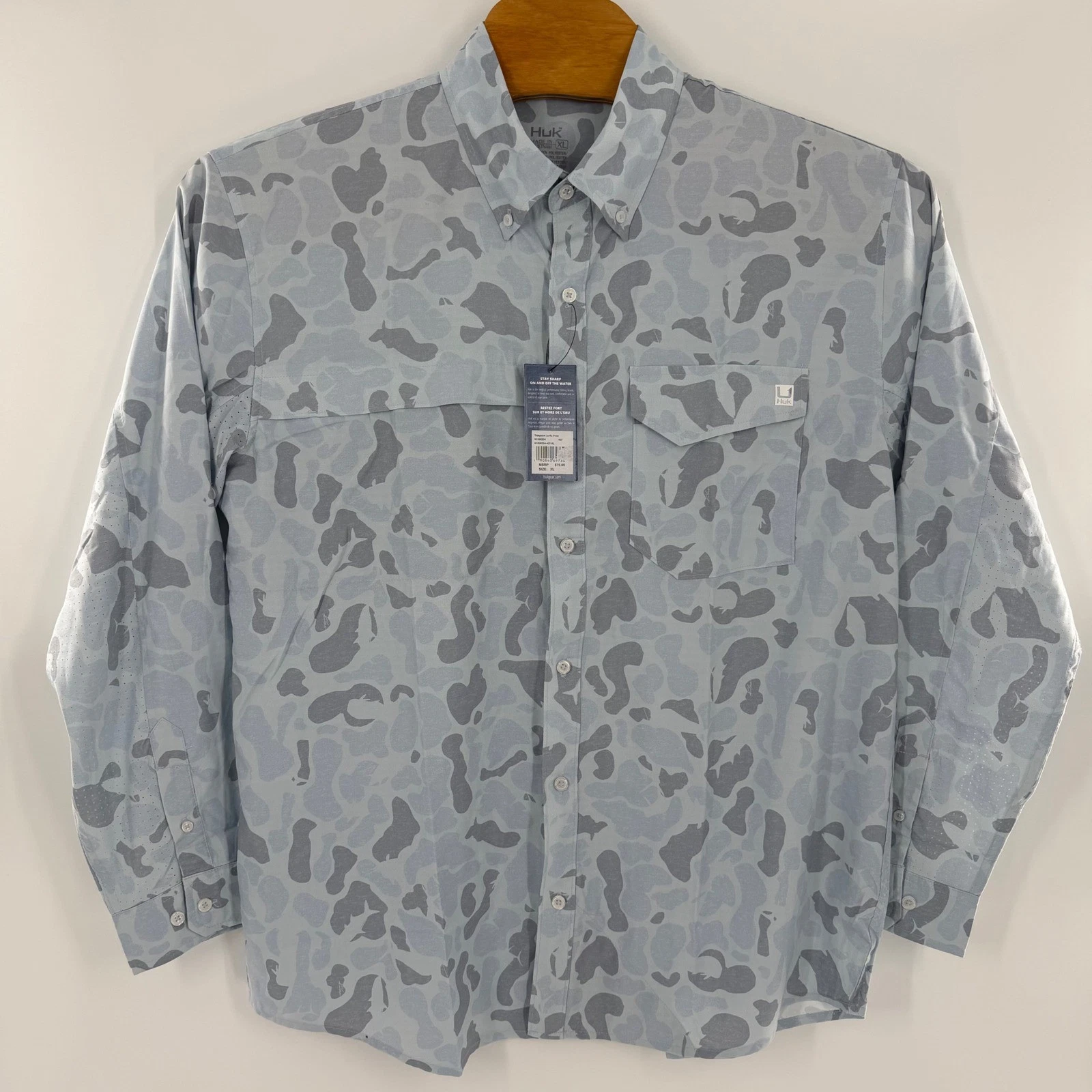 Huk Tidepoint Long Sleeve Fishing Shirt Mens XL Blue Camo Button Down H1200254
Opens in a new window