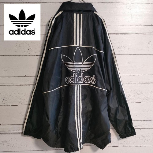 Adidas 90S Nylon Jacket Double-Sided Logo Three Stripes Black Embroidery Limited