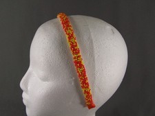Orange Yellow seed bead 1/2" wide headband beaded hair band accessory
