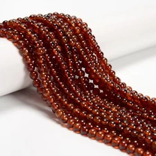 High Grade Hessonite Orange Garnet Smooth Round 4mm 5mm 6mm 7mm 15.5 '' Strand