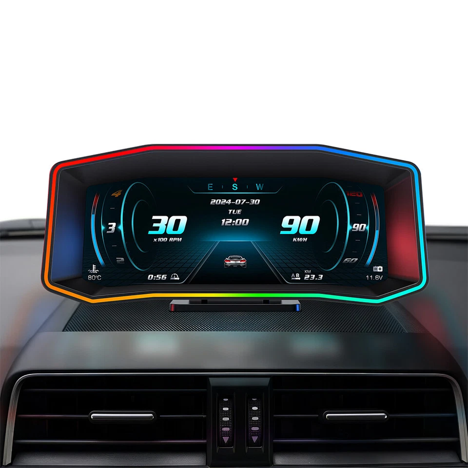 OBD2+GPS Car HUD Head Up Display Digital Speedometer Smart LCD Gauge Odometer - Image 2 of 4