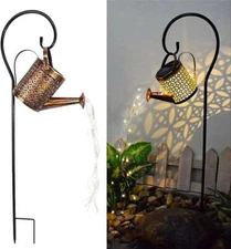 Solar Watering Can with Light Solar Waterfall Pathway Lamp Twinkling Warm White