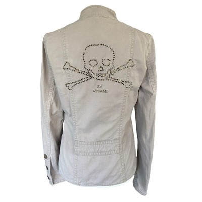 Zadig & Voltaire Tokyo Denim Jacket Skull Med Bling Edgy Rocker Goth Grunge Punk
