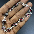 Pulsera de cadena hecha a mano de plata de ley 925 de Mozambique granate piedras preciosas joyería