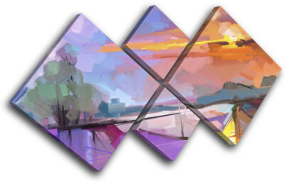 Oil Painting Tree Abstract Landscapes MULTI Leinwand Kunst Bild drucken