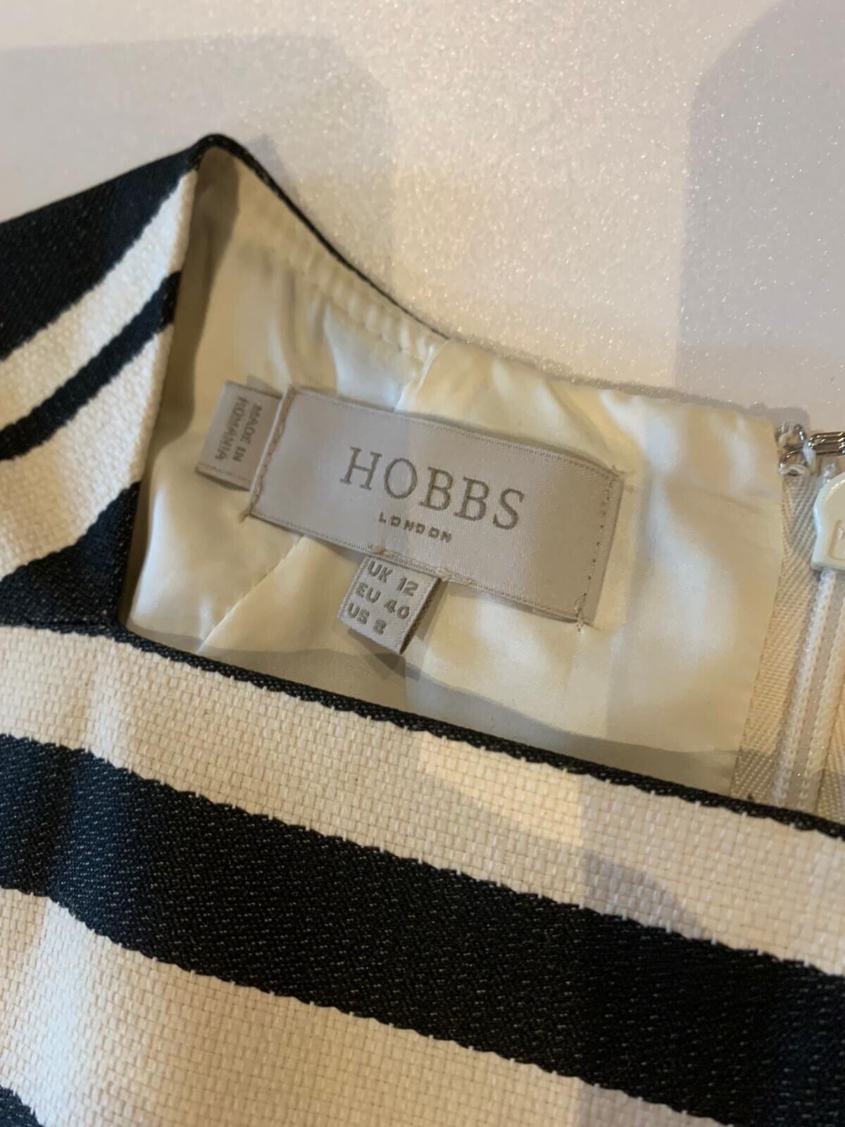 Hobbs Womens Dress 12 Black & White Stripe Knee l… - image 4