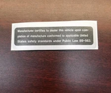 1968, 69 70 Chrysler Plymouth Dodge ALL Safety Act Door Jamb Decal New MoPar USA