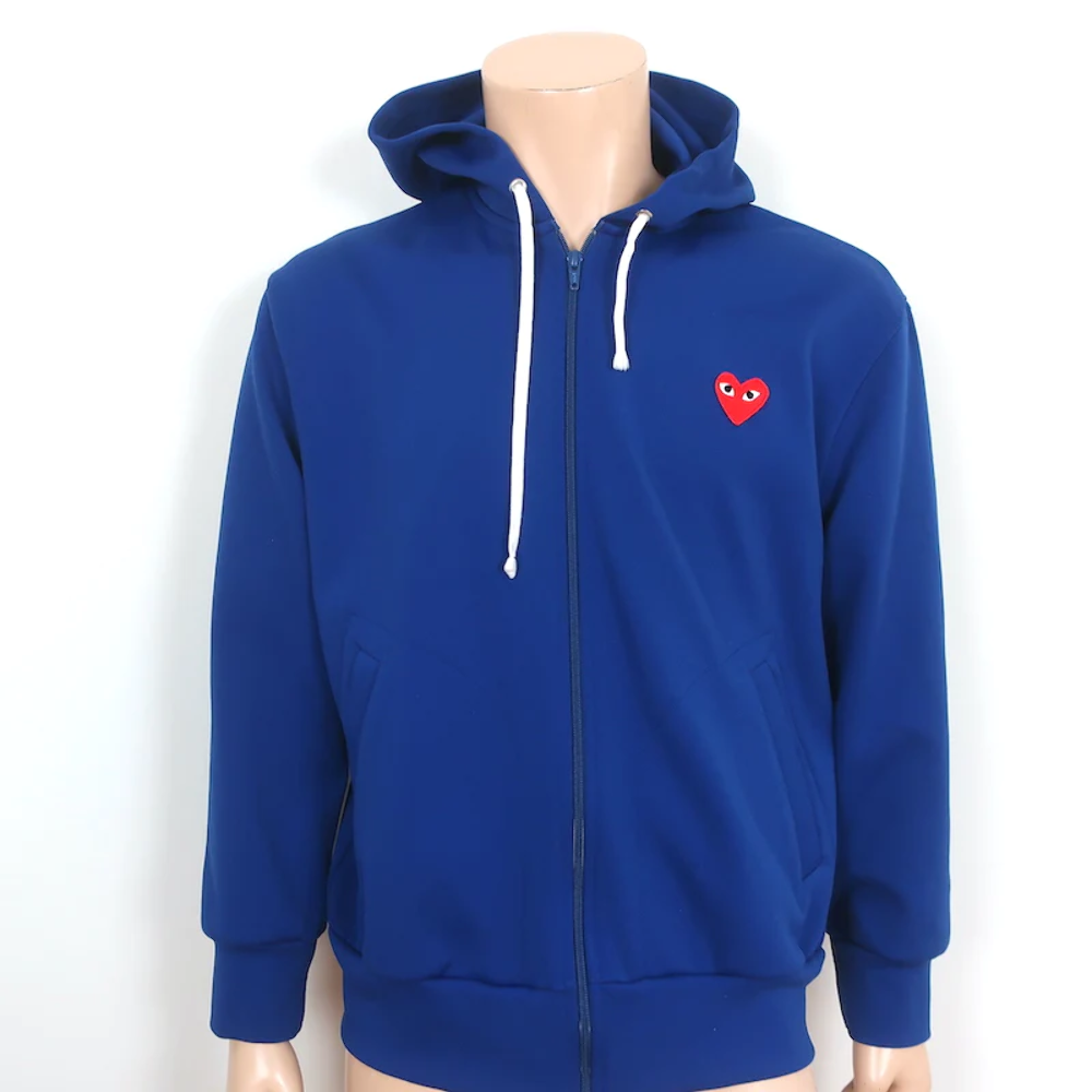 cdg play hoodie blue