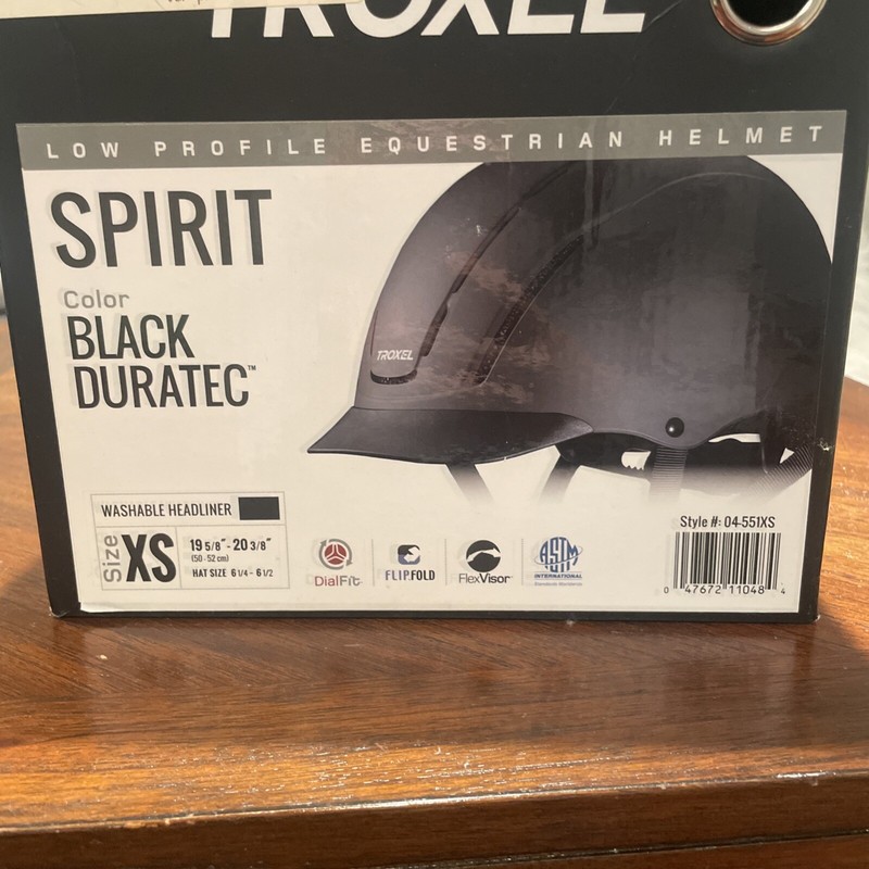  TROXEL Spirit Low Profile Equestrian Helmet DialFit #04-551 Sz X Small Black