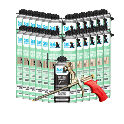 Seal Spray Closed Cell Insulating Foam Can Kit w/Gun Applicator&Cleaner (600 BF)