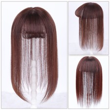 100 Human Hair Toupee Clip in Hairpiece Thin Topper with Bangs Top Hair Pieces