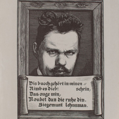 Bruno Héroux Exlibris Siegemunt Lehnsman Jugendstil Leipzig Holzstich um 1900 - Bild 1 von 4
