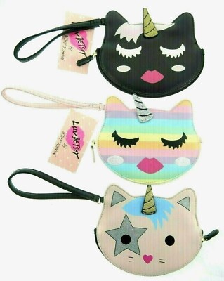 Luv Betsey Johnson 7'' Unicorn Kitty Cat Unikitty Kittycorn Wristlet Pouch